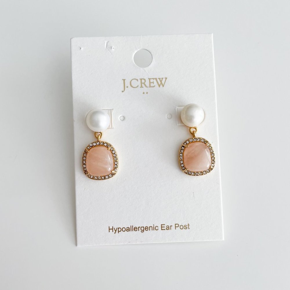 J. Crew Pavé Drop Earrings (Pink) - Picture 3 of 3